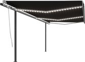 Decoways - Luifel handmatig uittrekbaar met LED 6x3 m antracietkleurig