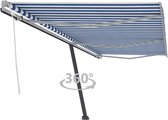 Decoways - Luifel vrijstaand handmatig uittrekbaar 600x350 cm blauw en wit