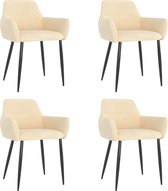 Decoways - Eetkamerstoelen 4 stuks fluweel crème