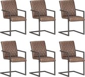 Decoways - Eetkamerstoelen 6 st echt leer bruin