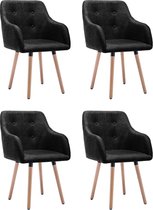 Decoways - Eetkamerstoelen 4 stuks stof zwart