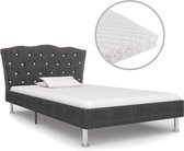 Decoways - Bed met matras stof donkergrijs 90x200 cm