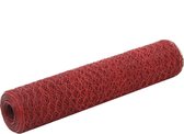 Decoways - Kippengaas 25x0,75 m staal met PVC coating rood