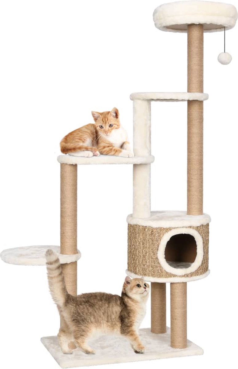 Decoways – Kattenmeubel met luxe kussen en krabpalen 148 cm zeegras