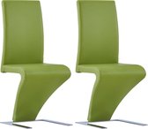 Decoways - Eetkamerstoelen met zigzag-vorm 2 stuks kunstleer groen