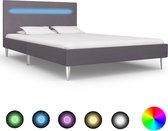 Decoways - Bedframe met LED stof grijs 120x200 cm
