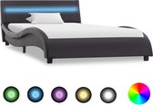 Decoways - Bedframe met LED kunstleer zwart 90x200 cm