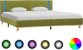 Decoways - Bedframe met LED stof groen 160x200 cm