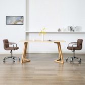 Decoways - Eetkamerstoelen draaibaar 2 st stof bruin