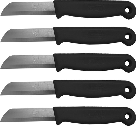 Solingen Schilmesje - RVS Glad - 16 cm met "Blade Cover" - Zwart - 5 stuks