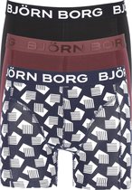 Björn Borg boxershorts Core (3-pack) - heren boxers normale lengte - zwart - bordeaux en een zwart met witte print -  Maat: XXL