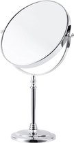 Make Up Spiegel - 5X Vergroting - Dubbelzijdig - 360 Graden Roteerbaar - Staand Op Tafel & Kast - Cosmetische Spiegels - Zilver