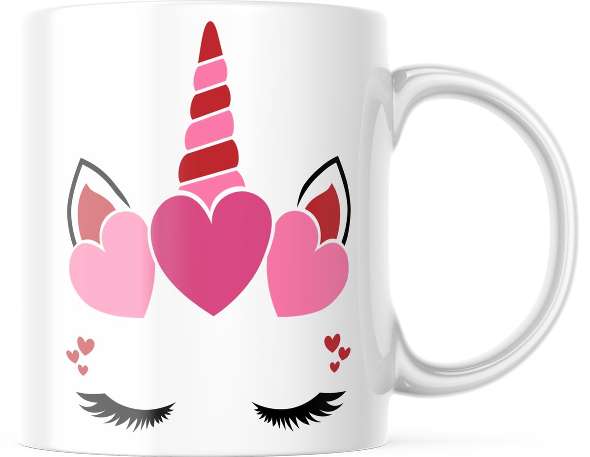 Valentijn Mok met tekst: VALENTINE UNICORN | Valentijn cadeau | Valentijn decoratie | Grappige Cadeaus | Koffiemok | Koffiebeker | Theemok | Theebeker