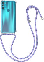 kwmobile telefoonhoesje compatibel met Motorola Moto G71 5G - Hoesje met koord - Back cover in transparant / lavendel / paars / wit