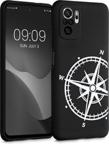kwmobile telefoonhoesje compatibel met Xiaomi Redmi Note 10 / Note 10S - Hoesje voor smartphone in wit / zwart - Backcover van TPU - Vintage Kompas design
