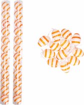 Oranje/wit gestreepte hangdecoratie paaseieren 36x stuks - Pasen versieringen