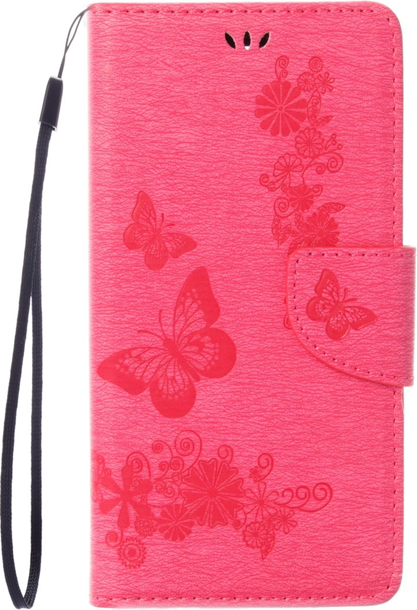 Mobigear Telefoonhoesje geschikt voor Apple iPhone SE (2020) Hoesje | Mobigear Butterfly Bookcase Portemonnee | Pasjeshouder voor 2 Pasjes | Telefoonhoesje voor Pinpas / OV Kaart / Rijbewijs - Magenta