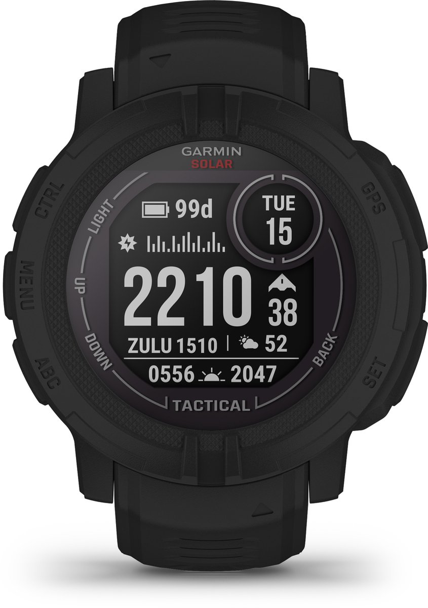 Garmin Instinct 2 Solar - Sporthorloge met GPS - Smartwatch voor heren - Zon Oplaadbaar - 45mm - Tactical Edition Zwart