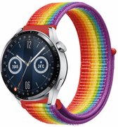 Strap-it Nylon smartwatch bandje - geschikt voor Huawei Watch GT / GT 2 / GT 3 / GT 3 Pro 46mm / GT 2 Pro / GT Runner / Watch 3 & 3 Pro - regenboog