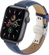 Qialino Leren bandje Apple Watch series 1-7 voor 42-44-45 mm - Blauw