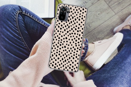Coque Xiaomi Redmi Note 10 - Pois - Zwart - Beige - Coque de téléphone en Siliconen