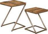 Bijzettafels sets set | wener | wagonhout | naturel | set van 2 | 42 x 42 x 60(h) cm