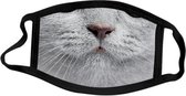 Grappige kattensnuit - kattenneus - kattenbek - witte kat - herbruikbare mondkapjes - mondmaskers - wasbaar - niet medisch mondmasker - polyester - geschikt voor ov - herbruikbaar