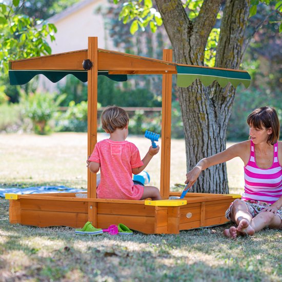 Bac à Sable Enfant Extérieur - Bois de Pin - 120 x 120 cm -marron - Bac à Sable avec Couvercle - et Bancs Pliables - avec Toit Gris - KOTARBAU | Leroy Merlin Bac à Sable Enfant Extérieur - Bois de Pin - 120 x 120 cm -marron - Bac à Sable avec Couvercle - et Bancs Pliables - avec Toit Gris - KOTARBAU | Leroy Merlin