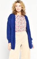 LOLALIZA Cardigan met kabelpatroon - Blauw - Maat L/XL