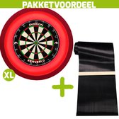 Mission Samurai 2 + Rubberen Dartmat 90*300 incl oche + Dartbordverlichting Deluxe XL (Rood)