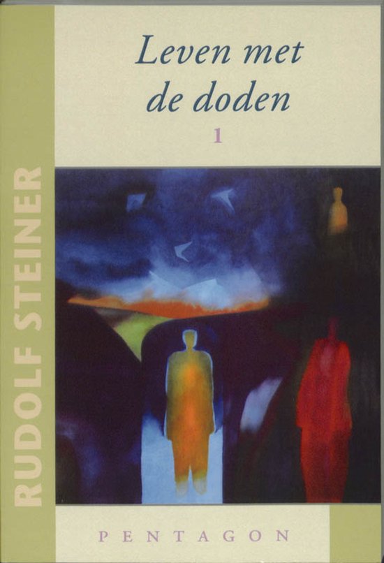 Livre 'Leven met de doden' de Rudolf Steiner avec une couverture abstraite de figures lumineuses.