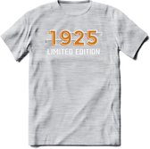 1925 Limited Edition T-Shirt | Goud - Zilver | Grappig Verjaardag en Feest Cadeau Shirt | Dames - Heren - Unisex | Tshirt Kleding Kado | - Licht Grijs - Gemaleerd - XXL