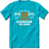 12 Jaar Legend T-Shirt | Goud - Wit | Grappig Verjaardag en Feest Cadeau Shirt | Dames - Heren - Unisex | Tshirt Kleding Kado | - Blauw - XXL