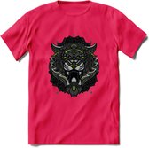 Tijger - Dieren Mandala T-Shirt | Groen | Grappig Verjaardag Zentangle Dierenkop Cadeau Shirt | Dames - Heren - Unisex | Wildlife Tshirt Kleding Kado | - Roze - XXL