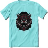 Tijger - Dieren Mandala T-Shirt | Rood | Grappig Verjaardag Zentangle Dierenkop Cadeau Shirt | Dames - Heren - Unisex | Wildlife Tshirt Kleding Kado | - Licht Blauw - XXL