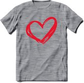 Valentijn Hart T-Shirt | Grappig Valentijnsdag Cadeautje voor Hem en Haar | Dames - Heren - Unisex | Kleding Cadeau | - Donker Grijs - Gemaleerd - XXL