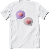 Valentijn Hart chat T-Shirt | Grappig Valentijnsdag Cadeautje voor Hem en Haar | Dames - Heren - Unisex | Kleding Cadeau | - Wit - L