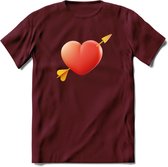 Valentijn Hart T-Shirt | Grappig Valentijnsdag Cadeautje voor Hem en Haar | Dames - Heren - Unisex | Kleding Cadeau | - Burgundy - XL