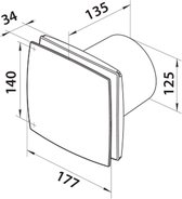 Badkamer ventilator vochtsensor/timer 125 mm mat zwart Silent