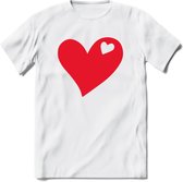 Valentijn Hart T-Shirt | Grappig Valentijnsdag Cadeautje voor Hem en Haar | Dames - Heren - Unisex | Kleding Cadeau | - Wit - XXL