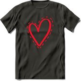 Valentijn Hart T-Shirt | Grappig Valentijnsdag Cadeautje voor Hem en Haar | Dames - Heren - Unisex | Kleding Cadeau | - Donker Grijs - L