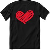 Valentijn Hart T-Shirt | Grappig Valentijnsdag Cadeautje voor Hem en Haar | Dames - Heren - Unisex | Kleding Cadeau | - Zwart - L