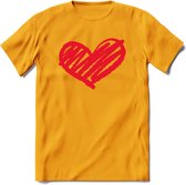 Valentijn Hart T-Shirt | Grappig Valentijnsdag Cadeautje voor Hem en Haar | Dames - Heren - Unisex | Kleding Cadeau | - Geel - XXL