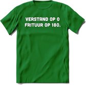 Verstand Op 0, Frituur Op 180 - Snack T-Shirt | Grappig Verjaardag Kleding Cadeau | Eten En Snoep Shirt | Dames - Heren - Unisex Tshirt | - Donker Groen - XL