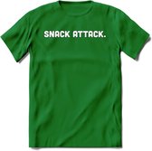 Snack Attack - Snack T-Shirt | Grappig Verjaardag Kleding Cadeau | Eten En Snoep Shirt | Dames - Heren - Unisex Tshirt | - Donker Groen - L