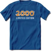 2000 Limited Edition T-Shirt | Goud - Zilver | Grappig Verjaardag en Feest Cadeau Shirt | Dames - Heren - Unisex | Tshirt Kleding Kado | - Donker Blauw - S