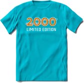 2000 Limited Edition T-Shirt | Goud - Zilver | Grappig Verjaardag en Feest Cadeau Shirt | Dames - Heren - Unisex | Tshirt Kleding Kado | - Blauw - XL