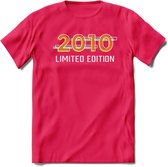 2010 Limited Edition Lines T-Shirt | Goud - Zilver | Grappig Verjaardag en Feest Cadeau Shirt | Dames - Heren - Unisex | Tshirt Kleding Kado | - Roze - S