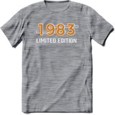 1983 Limited Edition T-Shirt | Goud - Zilver | Grappig Verjaardag en Feest Cadeau Shirt | Dames - Heren - Unisex | Tshirt Kleding Kado | - Donker Grijs - Gemaleerd - M