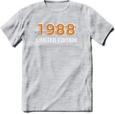 1988 Limited Edition T-Shirt | Goud - Zilver | Grappig Verjaardag en Feest Cadeau Shirt | Dames - Heren - Unisex | Tshirt Kleding Kado | - Licht Grijs - Gemaleerd - XXL